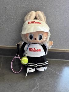 Tennis Racket Labubu Vinyl Doll 15/17cm Girl Sports Outfit High Energy Collectible Toy Trendy Plaything for Boys And Girls