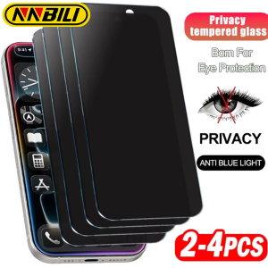 NNBILI 2-4Pcs For iPhone 17 Pro Max Privacy Screen Protectors For iPhone 16 11 12 13 14 15 Pro Max Plus Anti Spy Tempered Glass