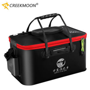EVA for Live Fish Bucket with Side Pockets Zipper Collapsible Outdoor Water Tank Breathable Net Top Cover Fish Protection Bucket