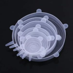 6/12PCS Reusable Silicone Covers Caps Adaptable Silicone Lids For Cans Food Dishes Fresh-keeping Kitchen Accessories Utensils