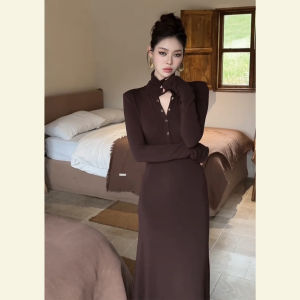 SHANGSHA | Stylish Minimal Elegant Cold Style Slim Knit Dress