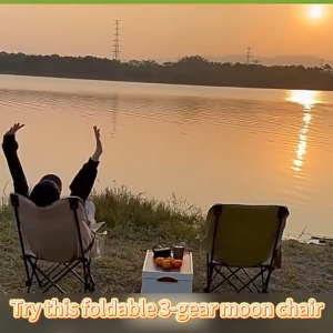 【Lowest Price】Portable folding chair Moon-Shaped Chair Three-Position Adjustable with leg rest Reclining chair picnic and lunch break chair Camping Chair.