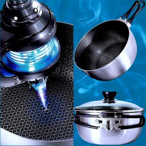 Stainless Steel Non-Stick Folding Wok Outdoor Portable Cooking Utensil Rustproof Flat Bottom for Gas Stove Induction Cooktop