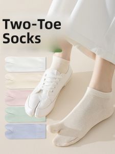 JINGCHI | Womens Two-Finger Cotton Socks Thin Breathable Absorbent Summer No-Cuff Sheep Hoof Design Boat Socks For Spring Summer Autumn