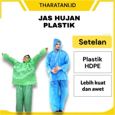 Jas Hujan Plastik Tebal Setelan Baju Celana Kuat Dan Awet