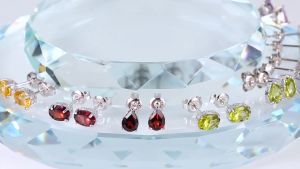 JewelryPalace Natural Garnet Amethyst Citrine Peridot Blue Topaz 925 Sterling Silver Stud Earrings for Women Gemstone Jewelry