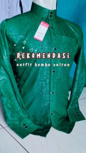 Fashion Muslim Pria Kemko Sultan Embos Warna Hijau Kancing Jepret