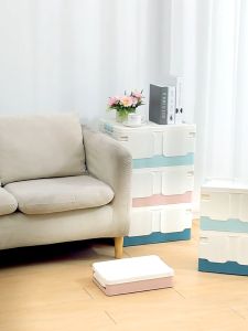 กล่องอเนกประสงค์ กล่องเก็บของ สีพาสเทล กล่องเก็บของพับได้ พร้อมฝาผิด มี2ขนาด ลังพลาสติก อุปกรณ์จัดเก็บ