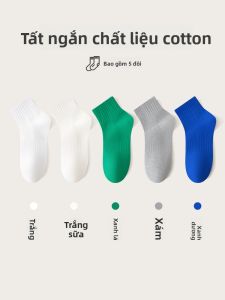 JINGCHI | Tất cotton đen cho nam chống trượt thấm hút mồ hôi kháng khuẩn chống lão hóa mùa xuân thu tất ngắn tất thấp