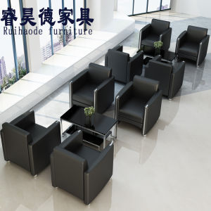 Modern Minimalist Business Office Leather Sofa Single Seat Cowhide Art Coffee Table Display Hall 4S Store Reception Chair
