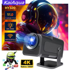 HY320 Home Edition Newly Native 720P Android 13 4K Projector 300ANSI Wifi6 BT5.2 Cinema Outdoor Portable 180° Rotable Projector