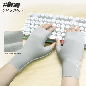 1 Pair Winter Thick Stretchy Fingerless Mittens Half Finger Gloves for Office Typing Phone Operation Arthritis Care