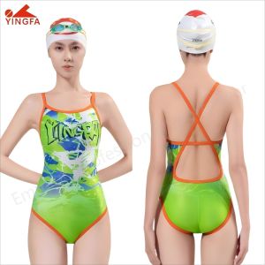 2025 Yingfa Competitive Swimsuit Female Triangle Digital Printing Swimwear Chlorine Resistant Racing Comfortable 1 Piece Swimsuit For Long Training Sessions