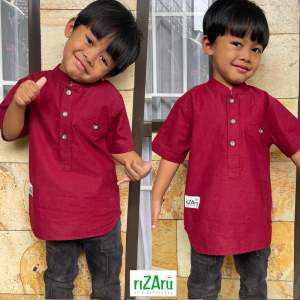 Baju Koko anak kurta tebal tangan pendek bahan canvas catton by riZAru