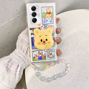 Ins เคส Phone Case Samsung Galaxy S25 S24 + A15 A25 A35 A55 Ultra FE Plus 5G 4G เทรนด์ใหม่แฟชันสร้างสรรค์หมีพู Spongebob กันตกเคสมีที่ยึดโทรศัพท์และสร้อยข้อมือ2025