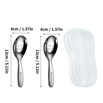 WORTHBUY | WORTHBUY 316 Stainless Steel Dinnerware Sets With Plastic Storage Box Portable Children Fork Spoon Kitchen Cute Mini Kid Cutlery