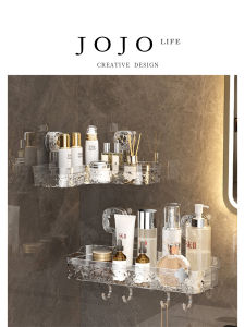 Mr. Grocery Bathroom Shelf No Drilling Suction Cup Toilet Storage Rack Nordic Style Plastic Wall Mounted Bathroom Organizer