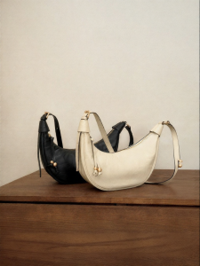 Top Layer Leather Crescent Bag For Women