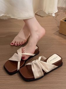 Dép Quai Hậu Mũi Vuông Kiểu Pháp Cho Nữ Mùa Hè 2025 Dép Quai Hậu Đế Xuồng Hở Mũi Cao Gót Trang Phục Thường Ngày Màu Trơn