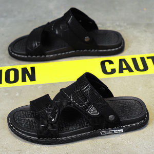 Flip Flops Mens Summer Outer Wear Non-Slip Wear-Resistant Flip-flop Slippers Mens Leather Soft Bottom Outdoor Sports Beach Sandals
