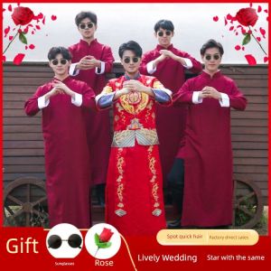 Chinese Wedding Best Man Outfit Brother Set Funny Style Cheongsam Ma Gua Brother Team Formal Wear Winter Comedy Coat Tang Suit