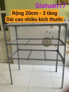 Kệ V lỗ 3 tầng (rộng 20cm)(dạng vỉ lưới sắt) (dài cao nhiều kích thước)