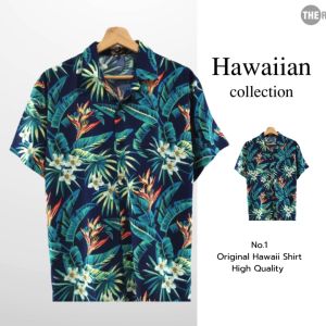 THE ROOMS - เดอะรูม เสื้อฮาวาย โคตรนุ่ม แขนสั้น ไม่ต้องรีด เสื้อยับยาก ผ้าดีมาก ลายเบิร์ดพาราไดซ์ สีกรม