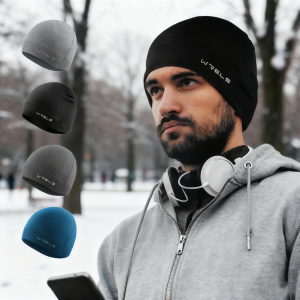 WRELS Winter Beanie Hat Windproof Warm Knitted Sweat-Wicking Cycling Skull Hat Thermal Cold-proof Soft Outdoor Sport Running Cap