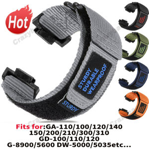 16mm for Casio Watch Band GA-110 800 GA-2100 GD100 120 G8900 5600 GW-M5610 6900 Straps Green Soft Nylon Wrist Women Men Bracelet