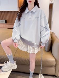 Áo Nỉ Cổ Polo Tay Dài Cho Nữ Thiết Kế Mới Mùa Xuân Thu Phong Cách Mới Cho Học Sinh Trung Học Cơ Sở Và Trung Học Phổ Thông