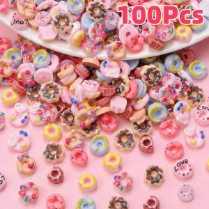 50/100Pcs 3D Colorful Cartoon Donut Nail Charms Mixed Random Doughnut Nail Art Decorations Resin Dessert DIY Manicure Accessorie