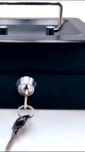 Sean 15cm Portable Steel Small Lockable Cash Coin Money Security Safe Household Locker Coin Box