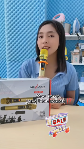 Mic Wireless Original ADVANCE MIC-206 Double Mic Gold Bisa di-Charge Bluetooth