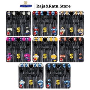 Paket Dekorasi Pesta Balon Happy Birthday Hitam Set Dekor Ulang Tahun Tirai Hitam Simple