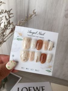 Angel Hand-Worn Japanese Style Ins Internet Celebrity Super White Chestnut Latte Milk Brown Smudges Nail Stickers