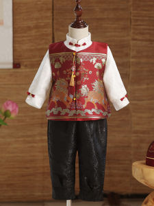Chinese Style Birthday Ceremony Clothes Set for Baby Boys One Year Old Traditional Cheongsam Tang Suit Childrens Ethnic Wear
