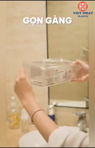 Khay Kệ Dán Tường Trong Suốt HOKORI Nhựa Việt Nhật Để Đồ Nhà Tắm Gia vị Nhà Bếp