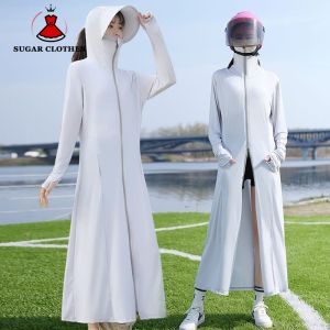 Sunscreen Clothing Womens Summer Long Sleeved Shirt Fairy Medium Length Knee Length Hat UV Resistant Clothing Breathable Jacket