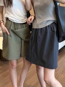 High Waist A-Line Cargo Pants Skirt plus Size Womens Summer Fashion Pear Shape Slimming Wide Leg Short Skirt Commute Style