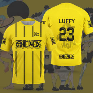 Bandai | Summer 2026 One Piece Lufei "Straw Hat One Piece Group 23" Football Theme 3D Print Breathable T-shirt Adult Parent-child Top
