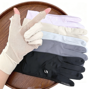 Men Women Ice Silk Breathable Gloves / Full Anti-ultraviolet Sunscreen Mittens / Non-slip Palm Touch Screen Design / Slim Thin Elastic Outdoor Cycling Driving Summer Gloves
