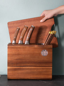 Knife Holder Storage Toolframe Acacia Mangium Kitchen Knife Holder Kitchen Knife Rack Transparent Solid Wood Knife Holder Chopping Board Rack