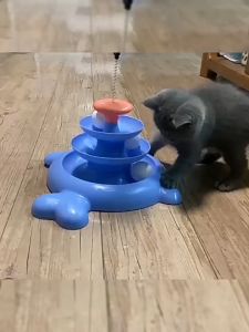 BEIWAN Cat toy รางบอลแมว 3 ชั้น ทาวเวอร์ ของเล่นแมว มีที่เสียบไม้ตกแมว Joy Tower บอลแมว