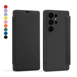 สำหรับ Samsung Galaxy S25 S24อัลตร้า25 24บวกเคส Tpu ผิวสัมผัสกับการป้องกันบานพับเคสแม่เหล็กบางเฉียบ [กระเป๋าเก็บบัตร] เคสโทรศัพท์พิเศษแบบเต็มตัวกันกระแทกสำหรับ Samsung S25 (สีดำ)