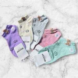 ถุงเท้าข้อสั้น ถุงเท้าแฟชั่น ลายน่ารัก เนื้อผ้านุ่ม เกาหลี  ราคาส่ง  L7 (10คู่)