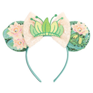 The Princess and The Frog Hair Bands for Women Cute Head Accessories Kid Crown Sequins Bow Headband Ears Headwear Accessories