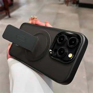 Luxury Fold Stand Magnetic Defender Case for iPhone 16 15 14 Plus 13 12 11 Pro Max For Magsafe Wireless Charge Matte Armor Cover