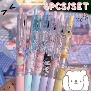 Ballpoint Pen ins Style Press Sanrio Cute High-Quality Gel Girl Heart Student Black 6pcs Set