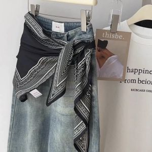 Korean Style Vintage Simple High-Quality Diagonal Large Triangle Scarf Shoulder Wrap Luxury Necktie Versatile Waist Ties Trendy