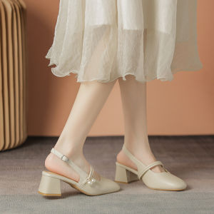 Beladora High Heel Sandals Womens New 2025 Fairy Style Versatile Mary Jane Shoes Leather Upgraded Low Cut Summer Fashion